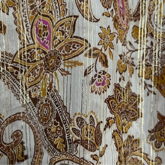 INC XL Floral Paisley Bohemian Long Sleeve Flowy Secretary Blouse Semi Sheer B2 - Picture 6 of 6